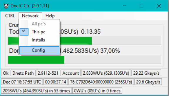DNETC Ser Ctrl menu extend till network