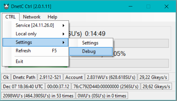 DNETC Ser Ctrl menu extend till settings