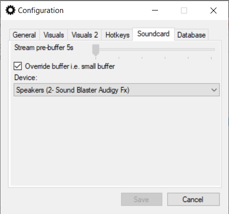 Tray Streamer: config soundcard