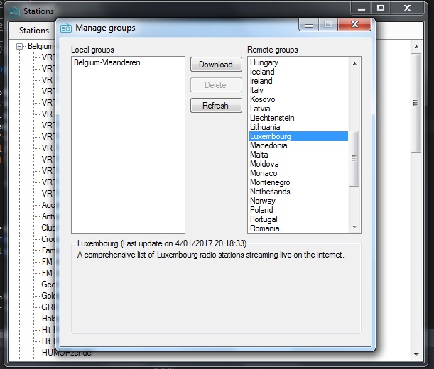 Tray Streamer: manage groups
