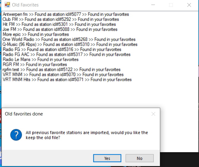 Tray Streamer: importing old favorites